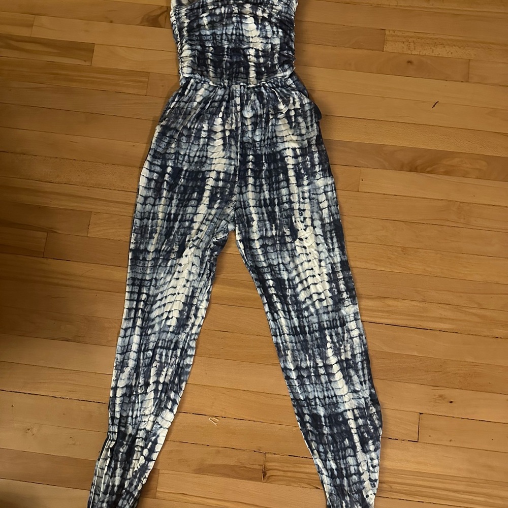 love Fire Black and White Tie-Dye Jumpsuit